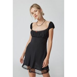 Urban Outfitters‎ Kimchi Blue Ana Check Cap Sleeve Mesh Mini Dress Size Small